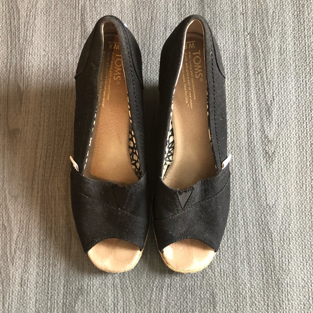 Toms - Black Espadrille Wedge